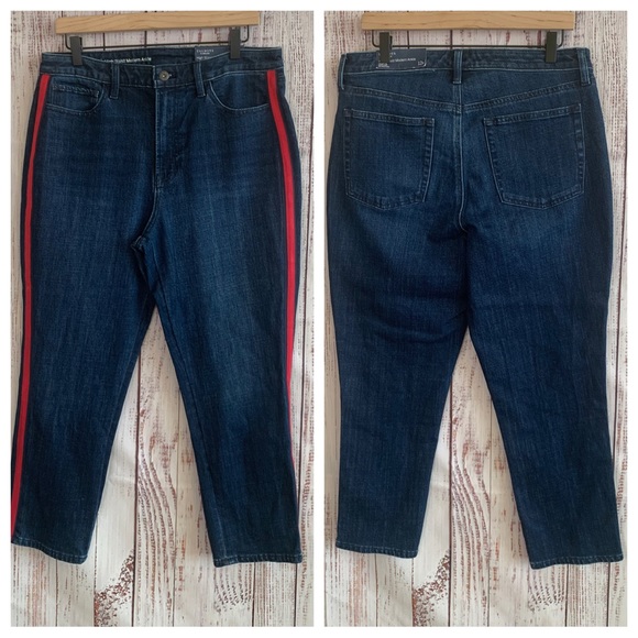 NWT Red Stripe High Waist Modern Ankle Jeans { Talbots } - Picture 4 of 13